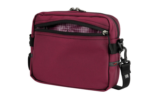 The Side Kick in Raspberry (reddish purple) 630 Ballistic with an Acai (dark purple with white grid) 200 Halcyon interior.